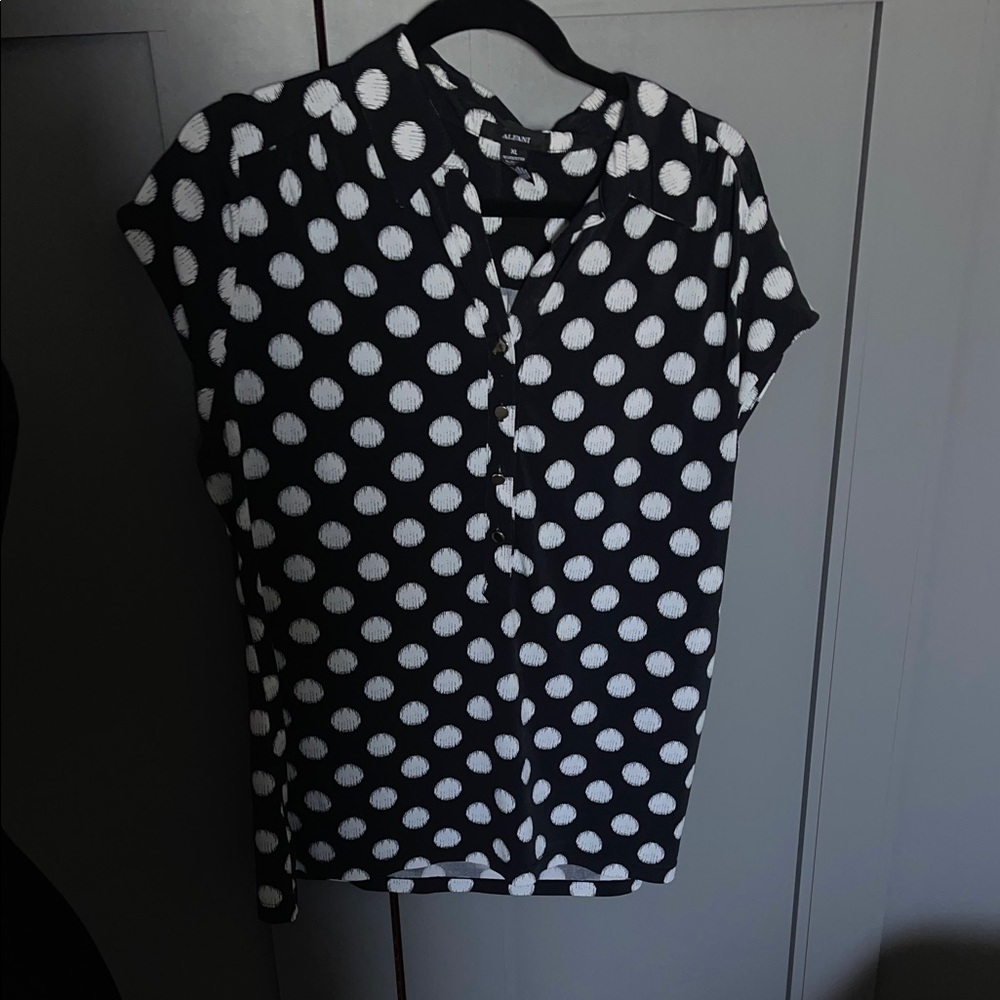 Alfani Black and White Polka Dot Blouse